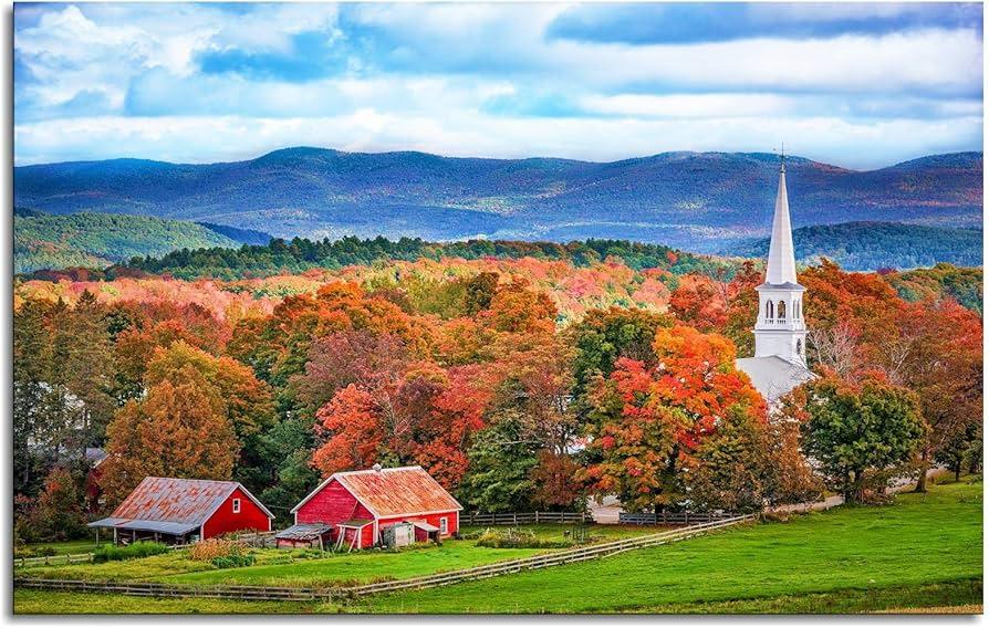 Painting of a Vermont landscape representing the new farming life